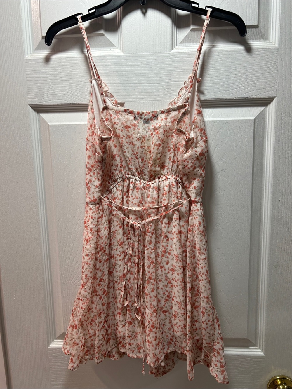 Francesca's Floral Slip Romper in Ivory and Coral - Picture 4 of 5